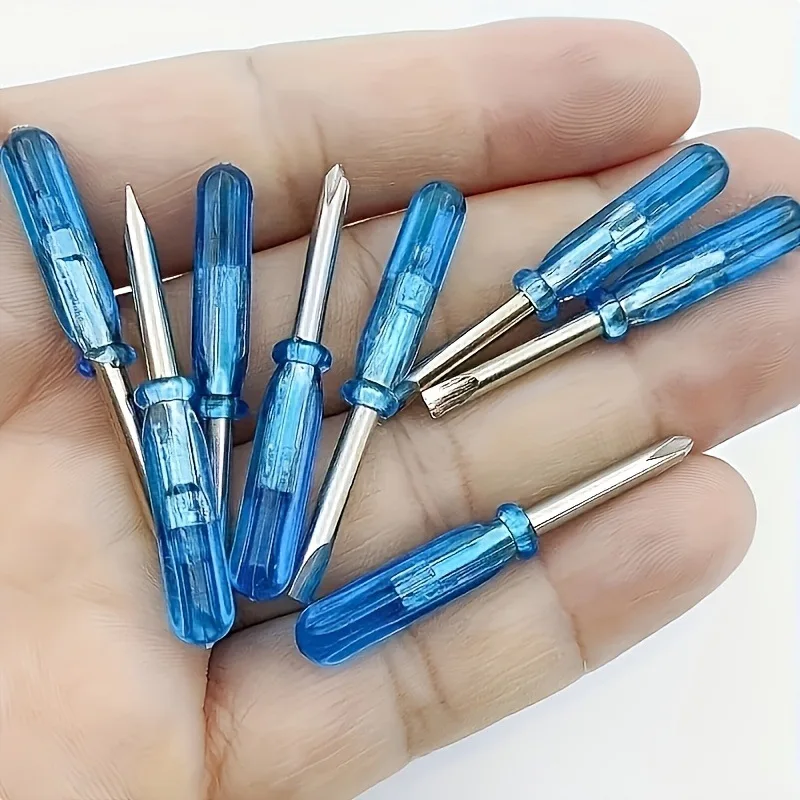 10pcs 45mm Long blue mini screwdriver phillips and flat screwdrive  Small items clock repair tool screwdriver