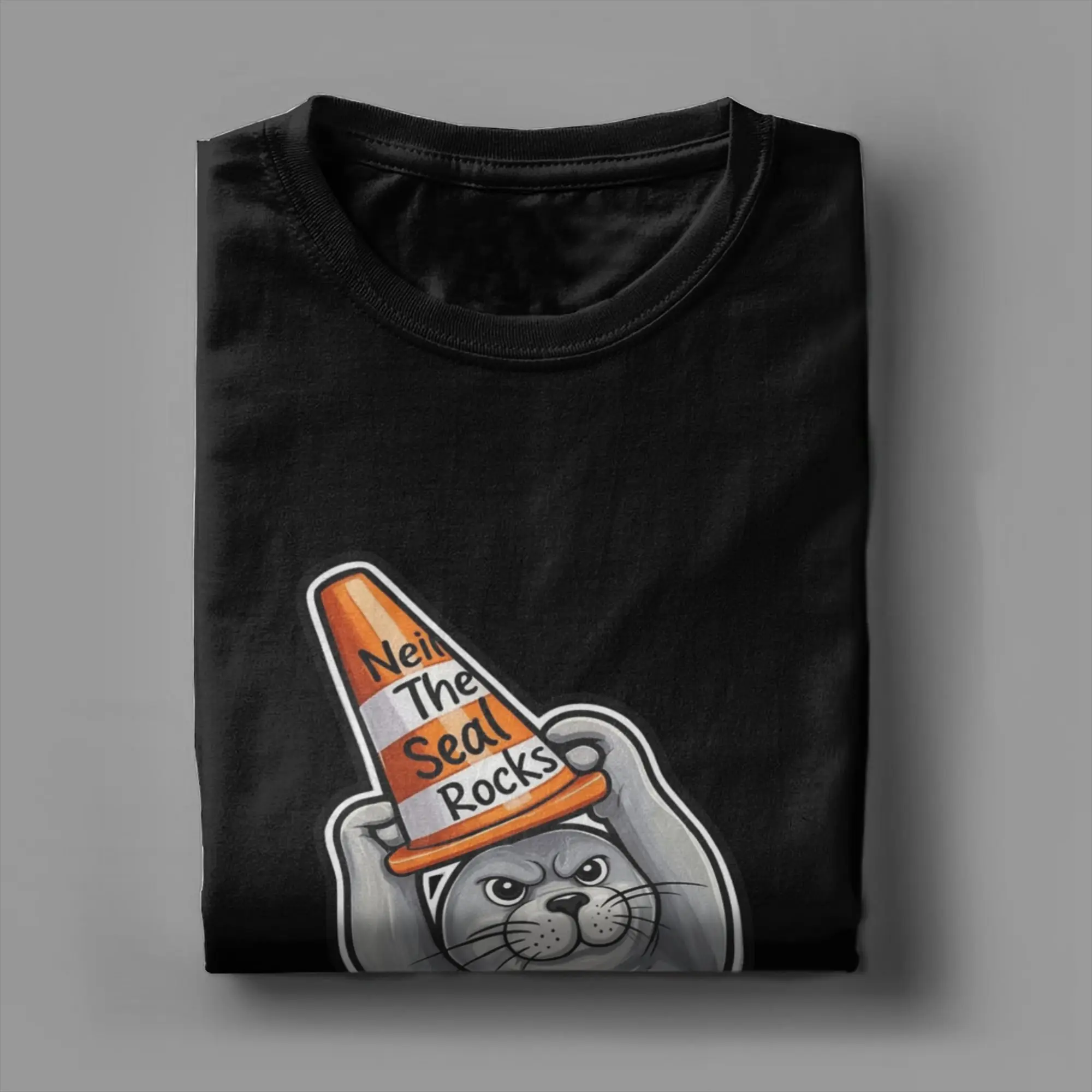 Neil The Seal Rocks Tassie Men's T Shirt  Novelty Tee Shirt Short Sleeve Round Collar T-Shirt Cotton Plus Size Clothes
