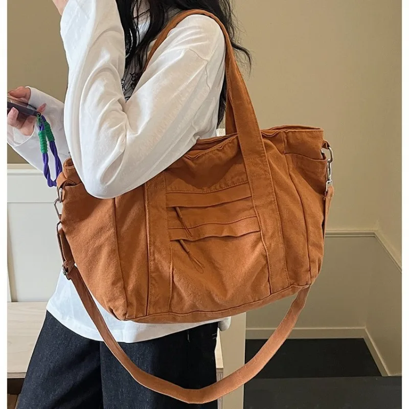 

Casual Canvas Crossbody Bag Women's 2026 New Large-capacity Shoulder Bag for Girl Commuter Tote Korean Version Messenger Bag