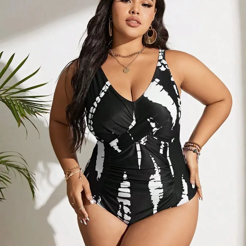 

2024 New Plus Size Swimsuit Woman One-Piece Bikinis Push Up High Waist Swimwear Women Bathing Suit Beach Swimming Sets Monokini