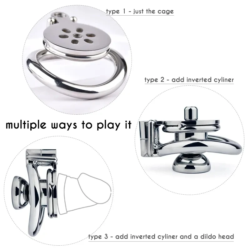 New Metal Chastity Cage with Pink Dildo Head 정조대 StainlessSteel Negative Cock Cage Urethra toy men Adult Games Sex tooys for man