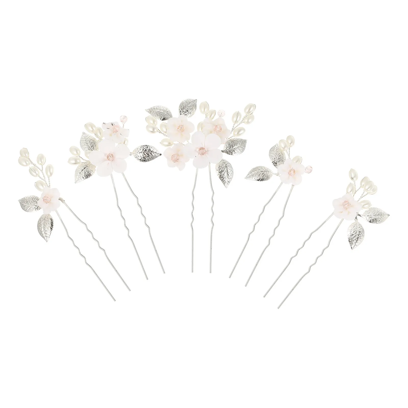 

5Pcs Crystal Bridal Hair Fork Attractive Wedding Hair Accessories Flower Pin for Brides Bridesmaids Birthday Party