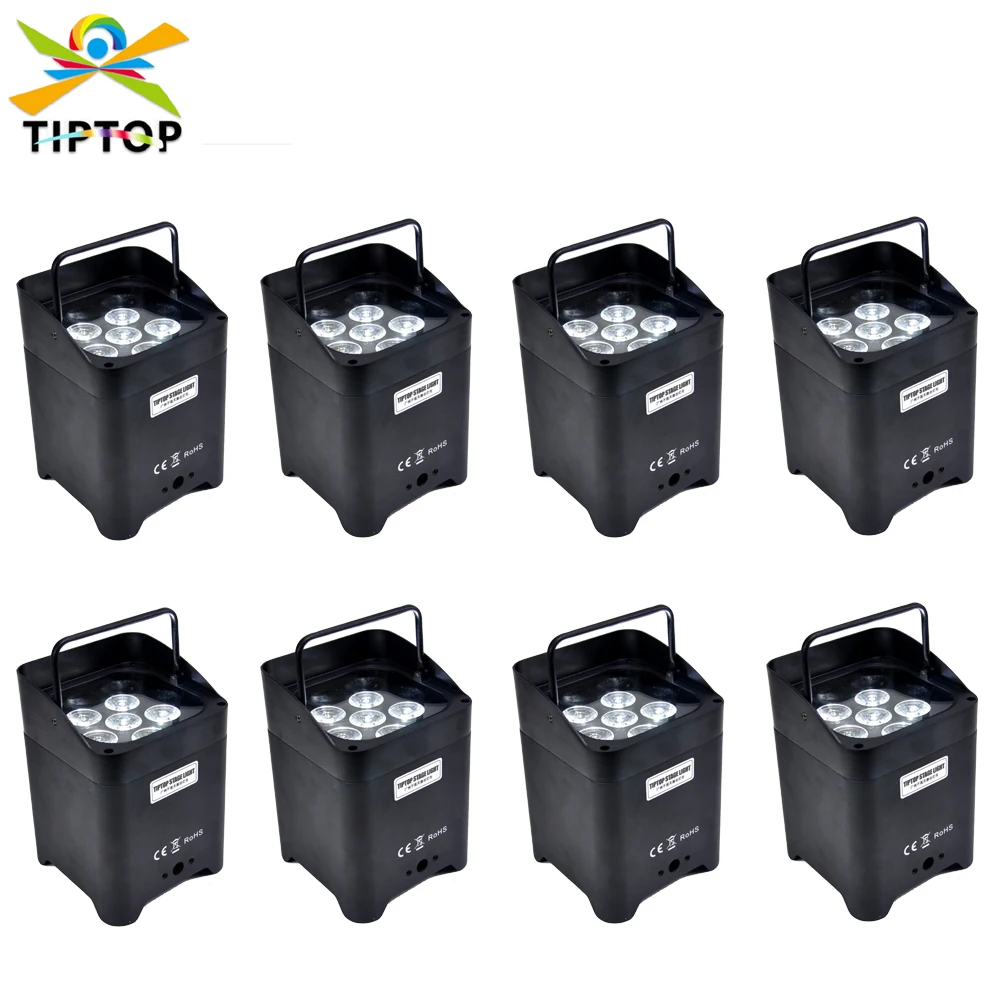 TIPTOP Stage Light TP-B06 6IN1 6x18W Barndoor Battery Wireless Led Par Light DMX512 Professional Stage Lighting 6/10 Channel