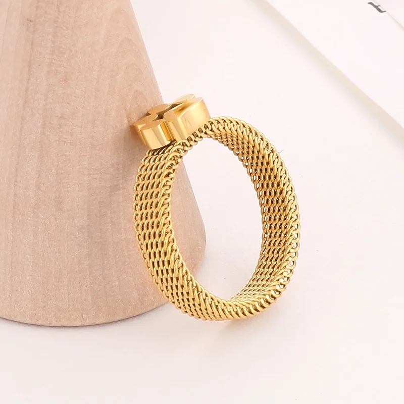 Fashion Stainless Steel Ring Women Cat\'s Paw Korea Mesh Link Chain Ring\'s For Women\'s Lucky Wedding Bands Christmas Jewelry