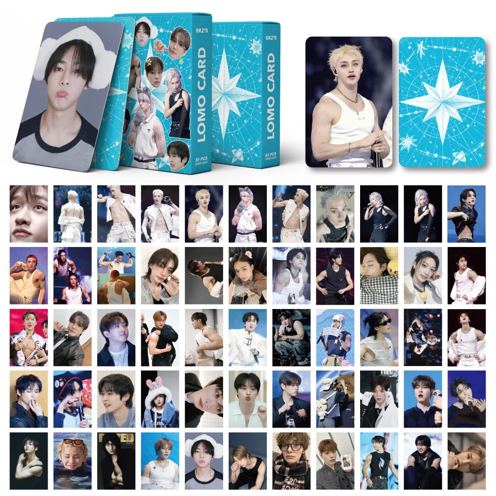 

55PCS Stray Kids Singing and Dancing Group SKZOO Photo Card Mingxin Film LOMO Card Gift