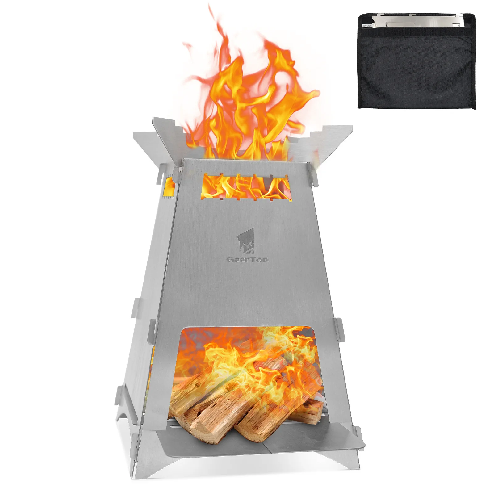 

Портативная складная походная печь Rocket Stove из нержавеющей стали для кемпинга и туризма
