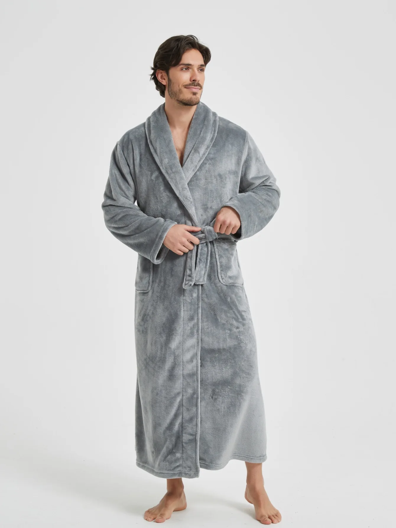 New Men's Winter Robe, American-Style Lapel Flannel Robe, Couple's Bathrobe, Morning Robe, Loungewear, Couple's Pajamas