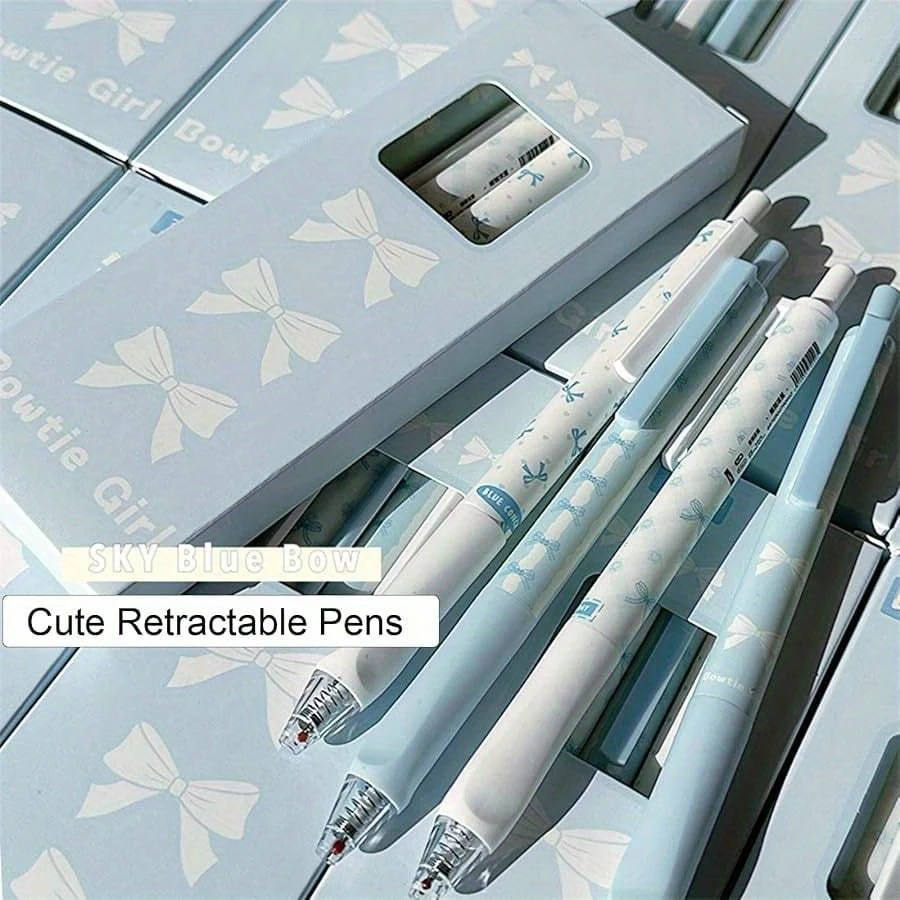 Bowknot Gel Pens Set, 4pcs 0.5mm Precision Tip, Fast Drying Ink for Journals & Notes, Ideal for Office, School, & Home Use