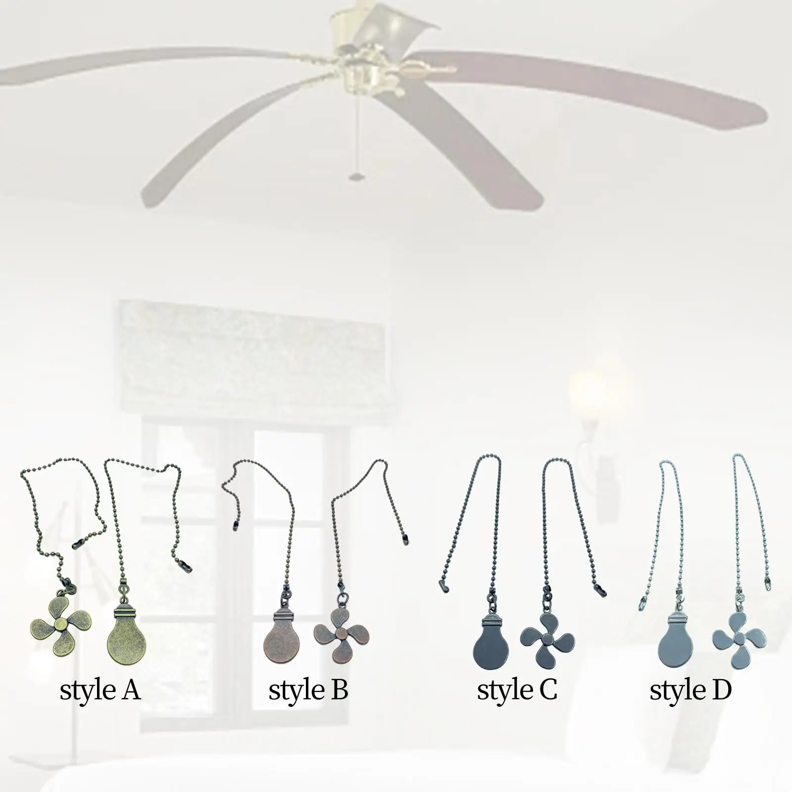 Fan Extension Chain Ceiling Fan Pull Chain Decorative Replacement Connector for Lighting Lamp Ceiling Fan Bedroom Decoration