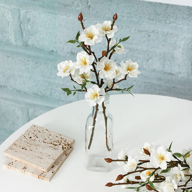 2PCS Artificial Plant Peach Blossom Branches, Home Restaurant Business Center Desktop DIY Vase Placement Decoration