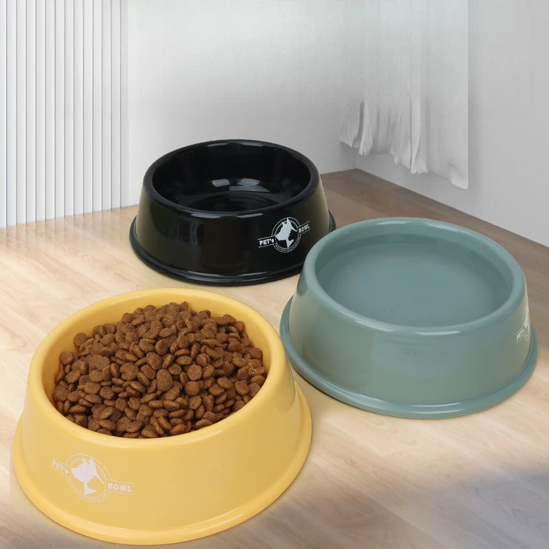 

Solid Candy Color Pet Bowl Lightweight Plastic Single Bowl Feeding Dog Pet Gift Pet N0y5