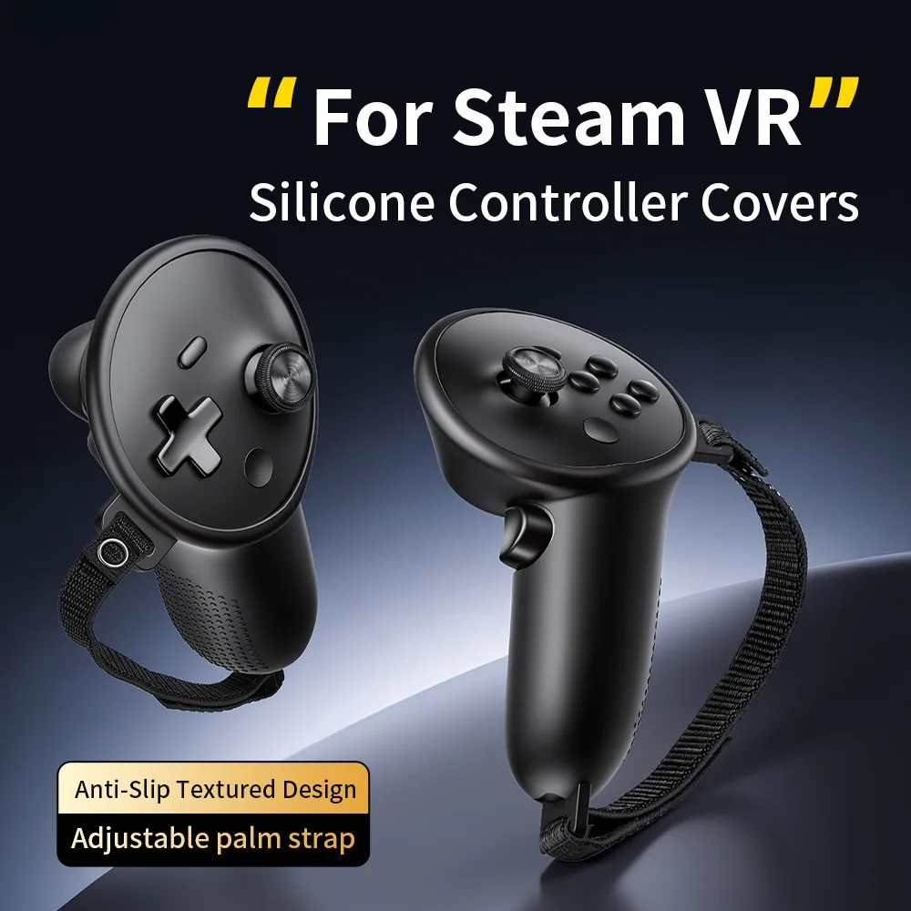 Silicone Controller Grip Cover For Steam VR， Anti-Slip Textured Full Protection with Adjustable Strap，VR Gaming Accessories