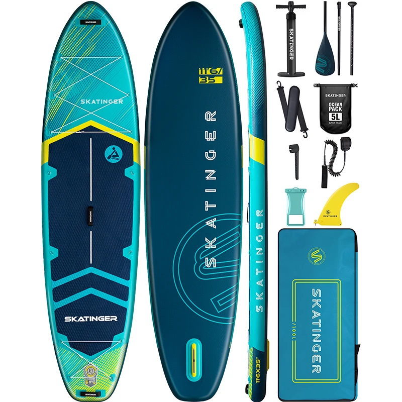 

SKATINGER Meteor Blue Stand Up Water Paddle Board SUP Inflatable Sapboard 11'6''x35''x6 Adult Swimming Board Fishing Accessories