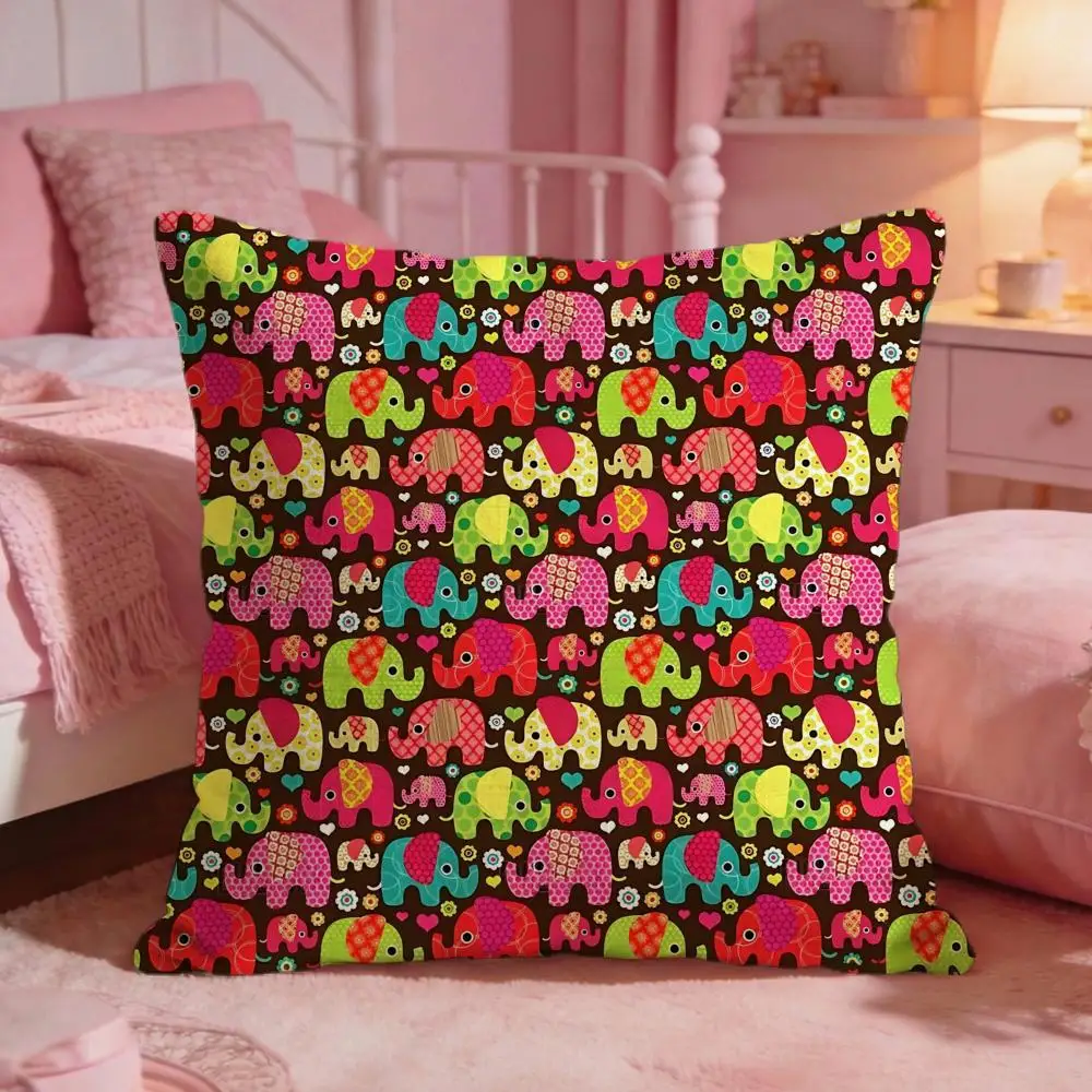 BohoElephantKid Cushion Cover Premium Comfort Reversible Pillow Cove -Two in One Design for Any Room & Car Interior
