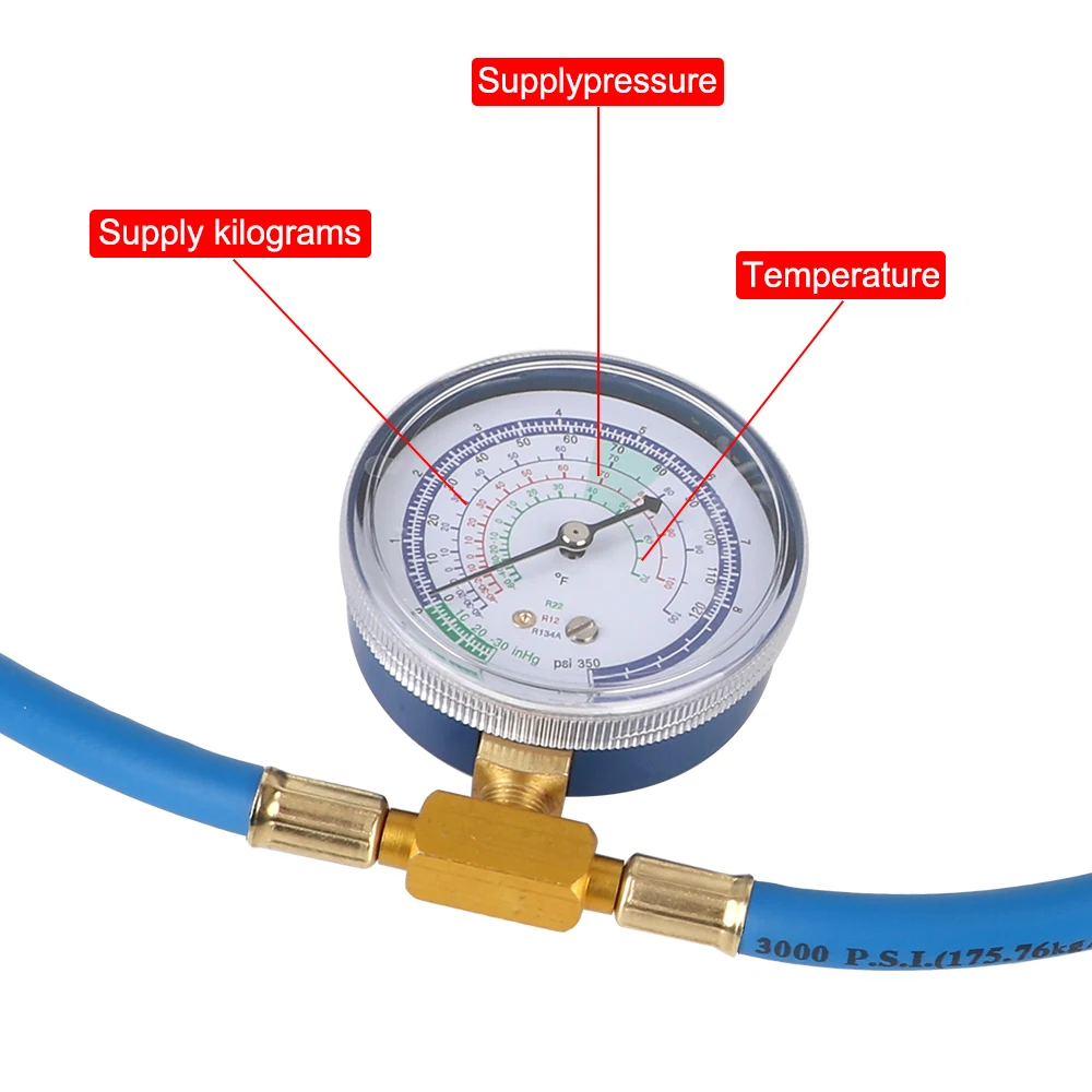 Manguera de recarga de refrigerante para coche, accesorios R134A, herramientas de reparación, manómetro de aire acondicionado, Kit de medición