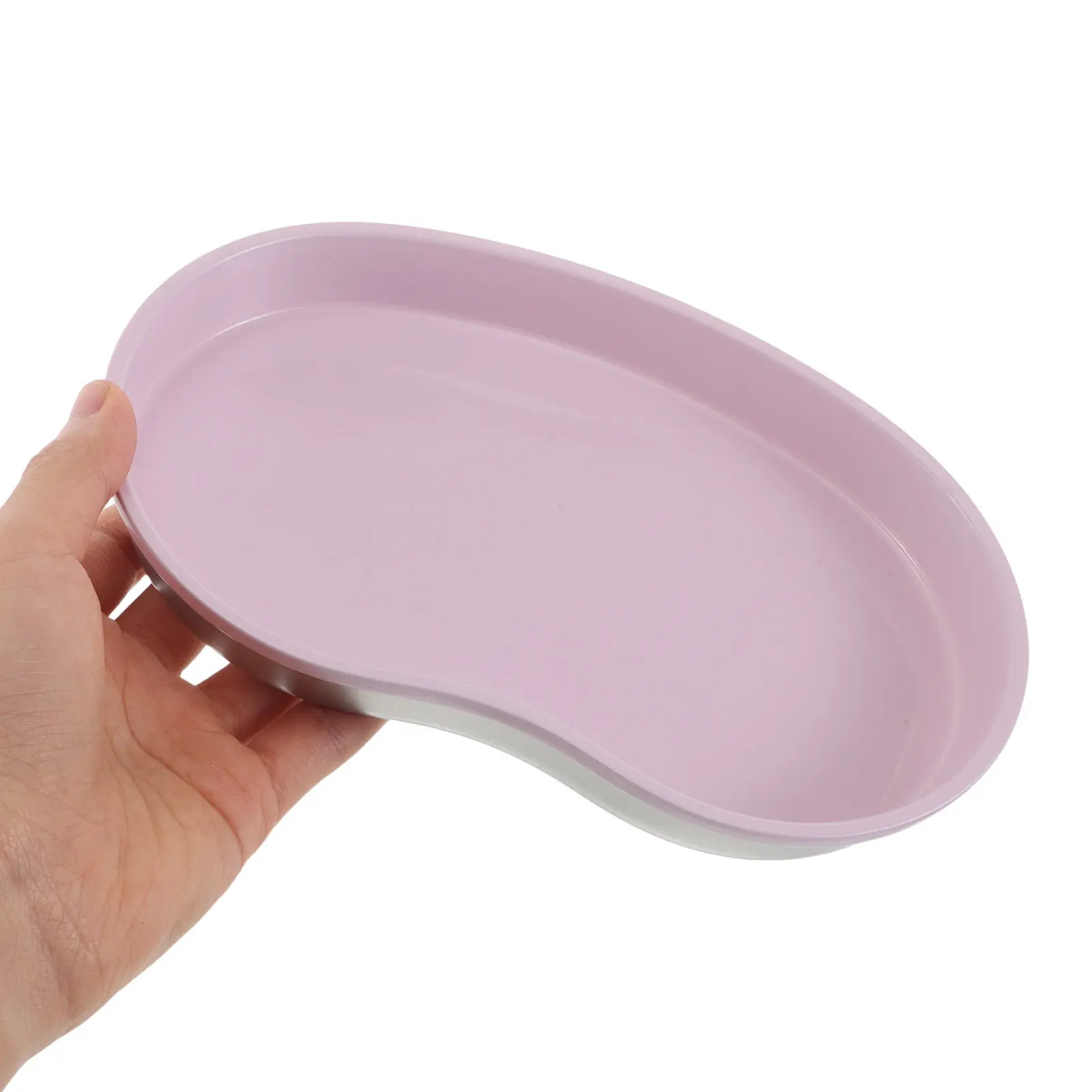 

2Pcs Nail Tool Storage Tray Heart Kidney Shape Stainless Steel Pink Jewelry Organizer Vanity Decorative Trinket Tray