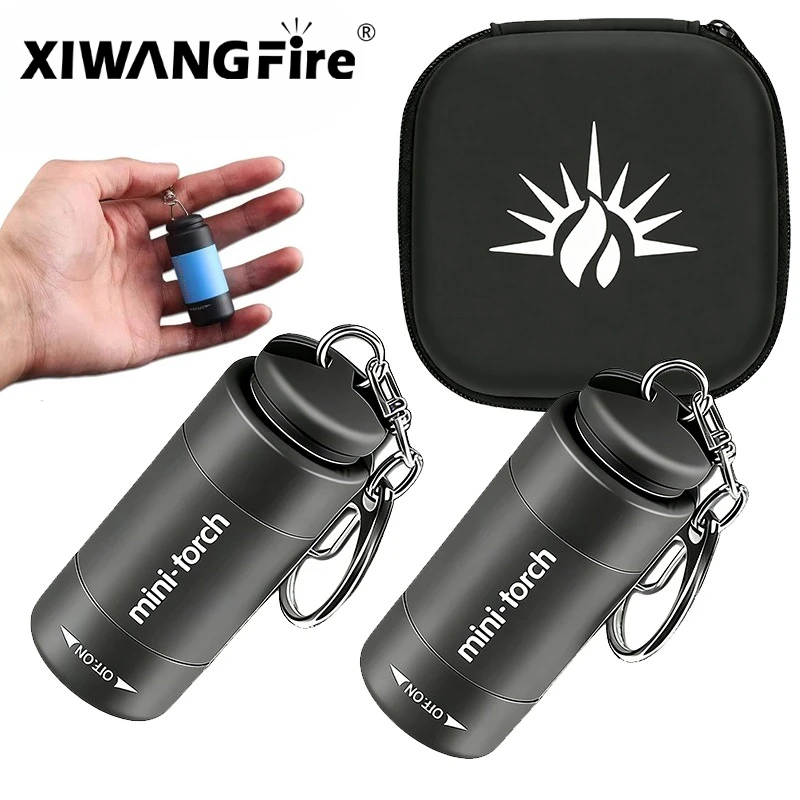USB Rechargeable Pocket Keychain Flashlight LED Multifunctional Strong Light Waterproof Outdoor Hiking Camping Mini Flashlight