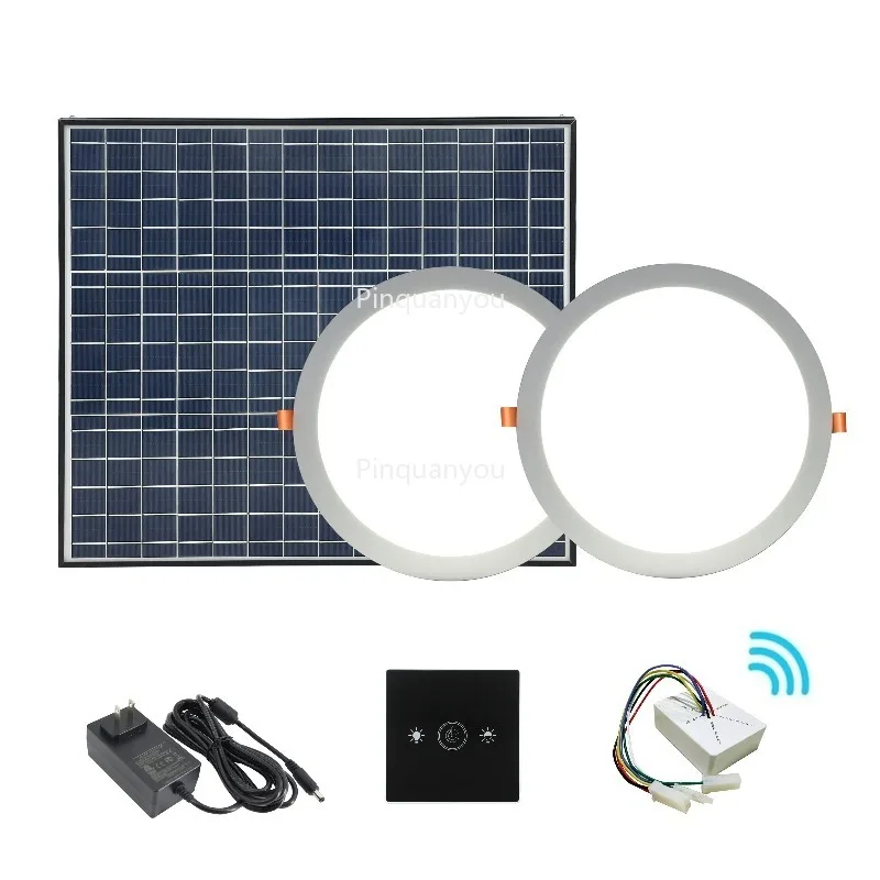 

Skylight New Product 2 in 1 Round Type Roof Lighting Kit Solar Adapter Dual Power LED Panel Smart Light