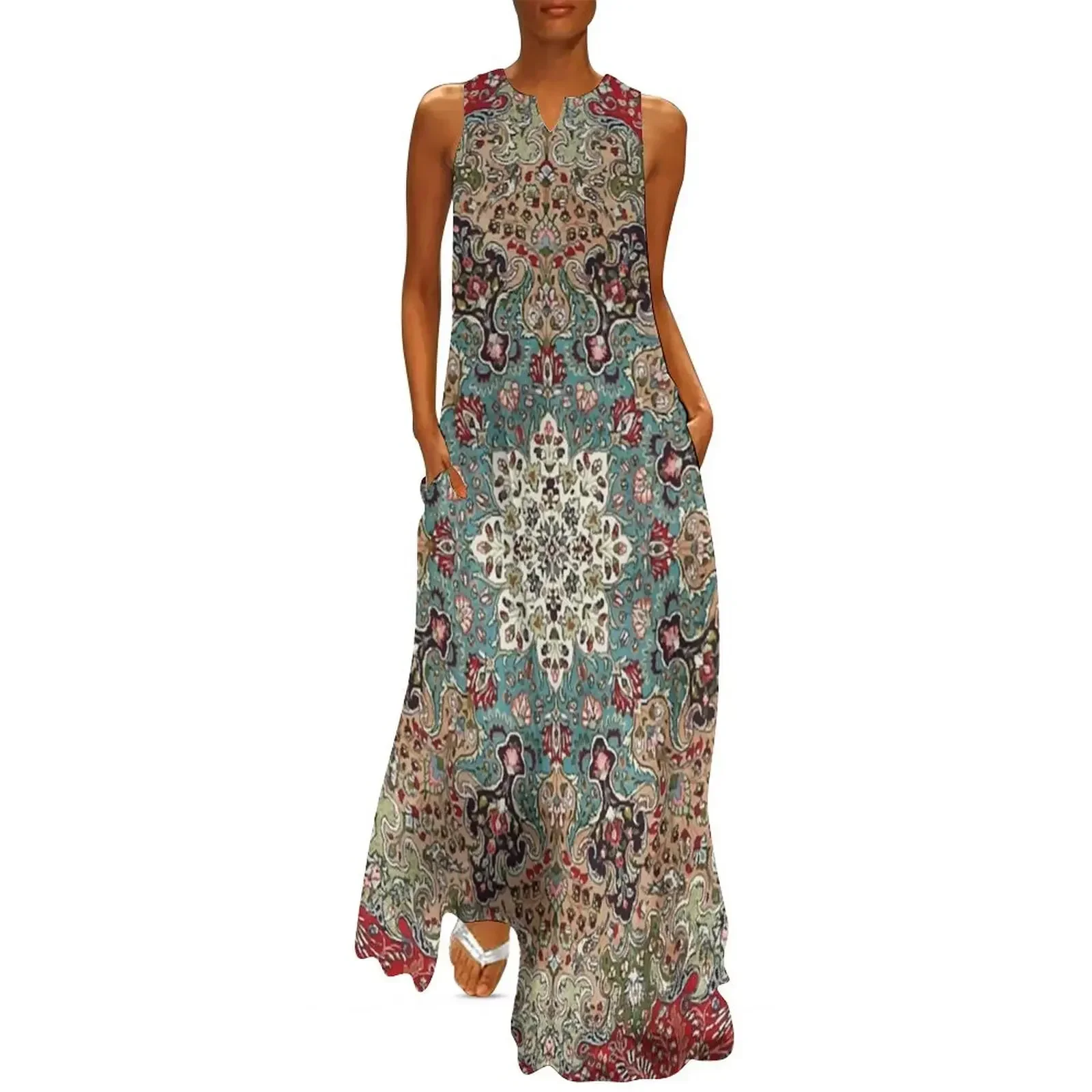 

Vintage Antique Persian Carpet Print Long Dress long sleeve dress Clothing womens dress sexy short dresses daring