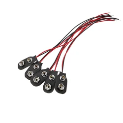 5Pcs 9V Battery Clips Red Black Wire Cable Connection Connector 9 Volt Battery Clip Snap Clamp Test Lead Wires Length 15CM