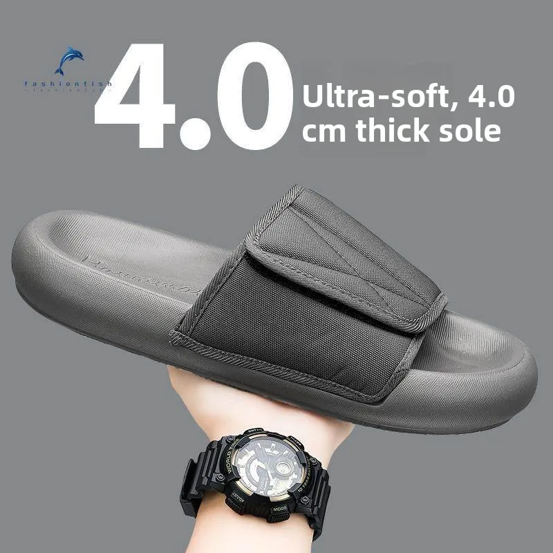 Adjustable Slippers for Men And Women with Wide Soft Bottoms for Swollen Feet One-Strap Slippers Magic Tape Elderly Pain Reli...