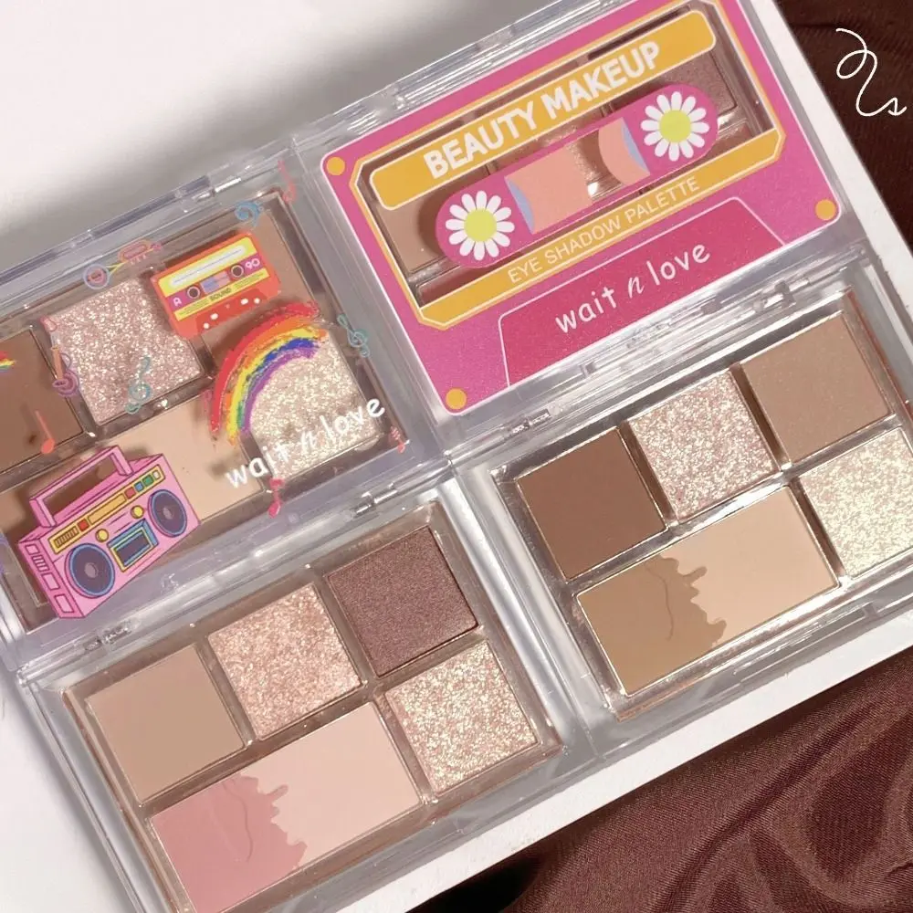 Paleta de sombras de desenhos animados para mulheres, mate, doce cor terra, ins glimmer, pigmentos, beleza, 6 cores