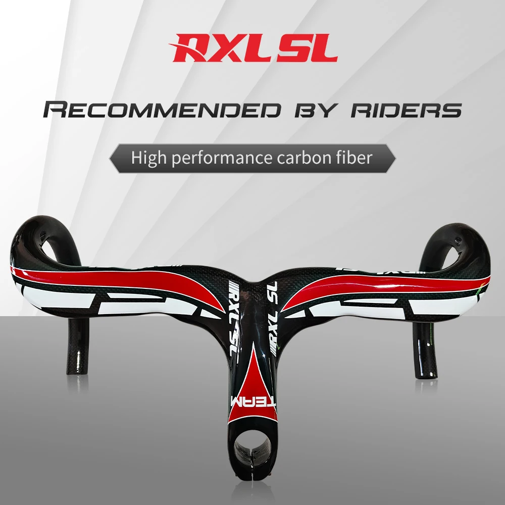 RXL SL 28.6mm Road Bike Carbon Handlebar 400/420/440mm Integrated Wtih Stem Handlebar For Bicycle 3K Glossy Drop Handle Bar