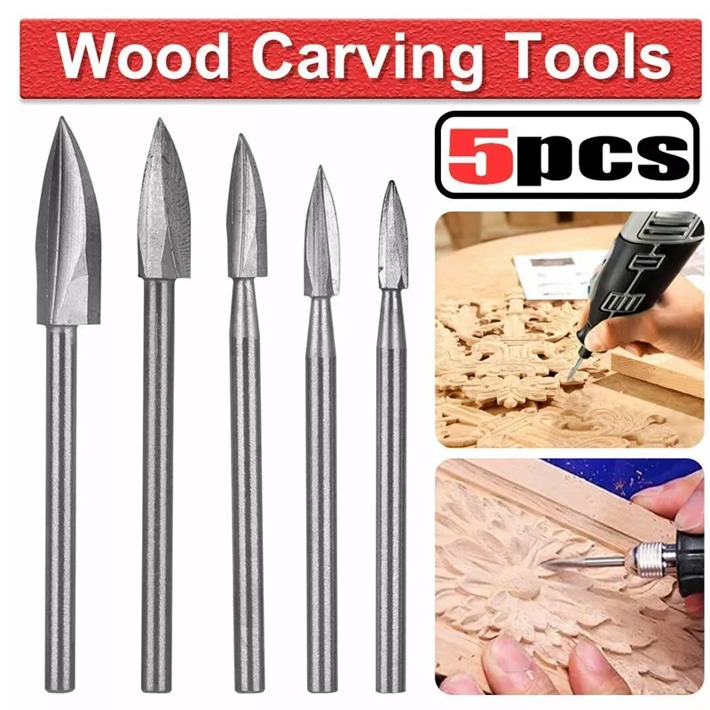 

5pcs Carving Drill Bit HSS Engraving Drill Bit Set Carbide Grinding Burr Woodworking Drilling Milling Cutter Grinding Toos