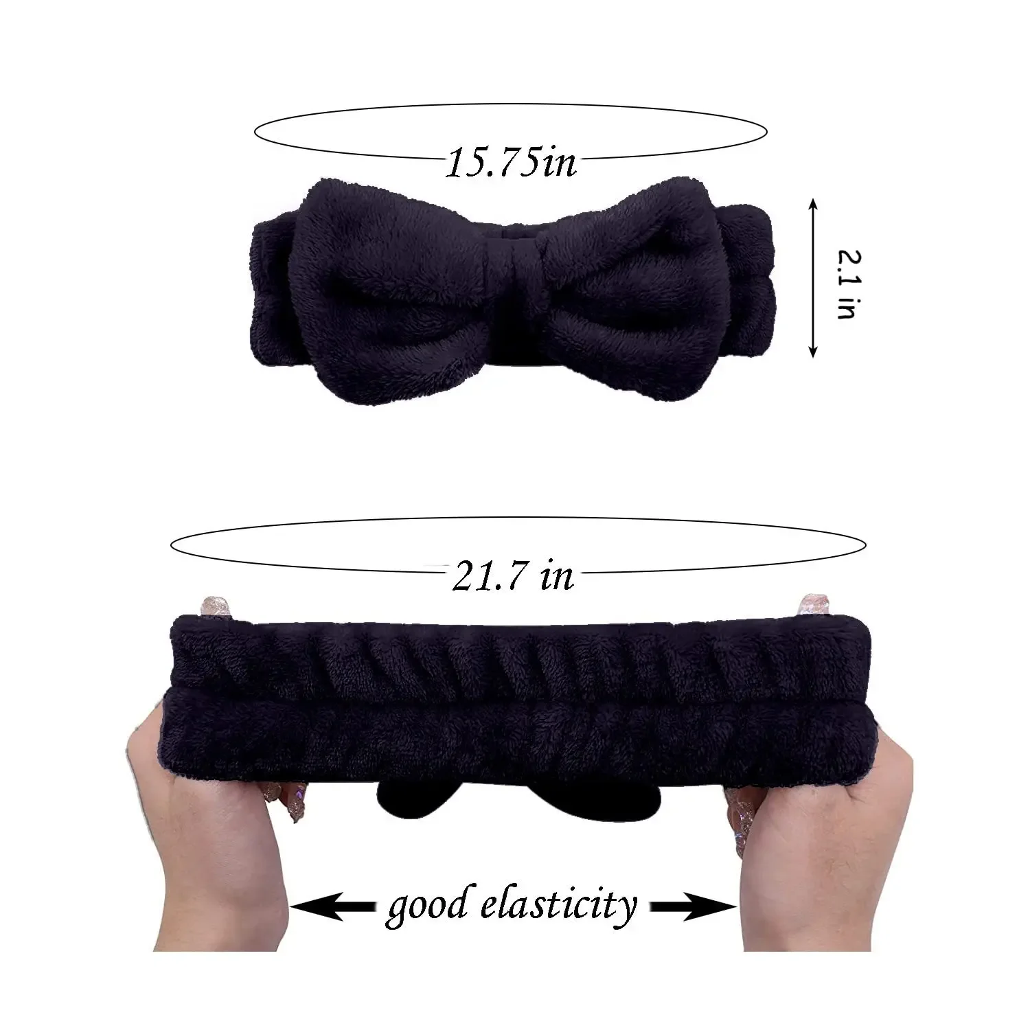 3pcs Face Wash Headband For Women Reusable Spa Wristband Fleece Skincare Bowtie Hair Bands Wrist Cuffs For Makeup Shower Sports