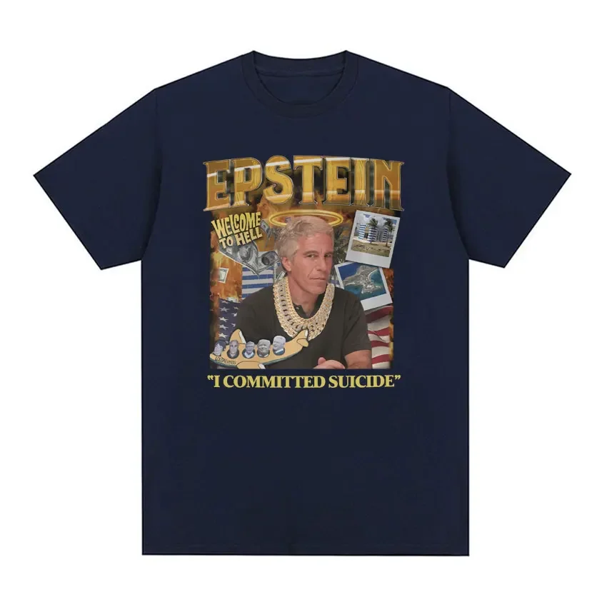 Funny Jeffrey Epstein Meme Graphic T-shirts Men Clothing Vintage Harajuku Gothic T-shirt Unisex Summer Oversized Cotton T Shirt