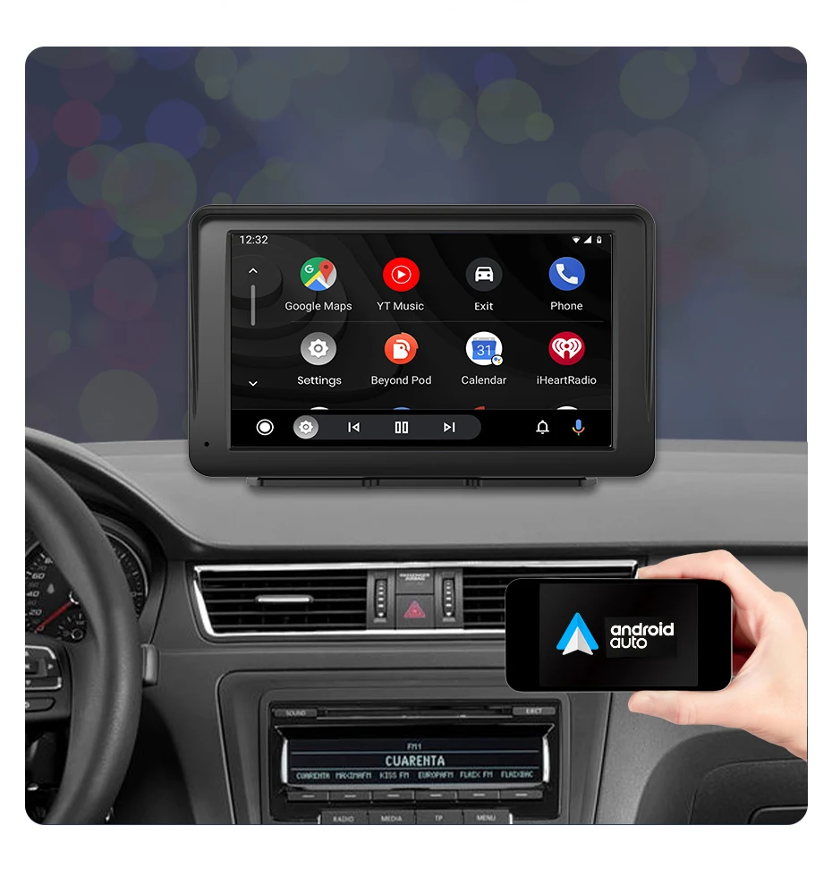 Junsun 7 "tragbare Magnet halterung drahtlose Carplay für Apple Android Auto Auto Stereo GPS horizontale vertikale Bildschirm Bluetooth – Detail 6
