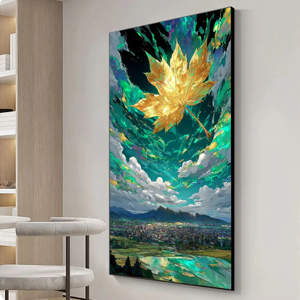 5D DIY Diamond Painting mosaic Shining Maple Leaf Diamond embroidery full square round rhinestone cross stitch kit home decor