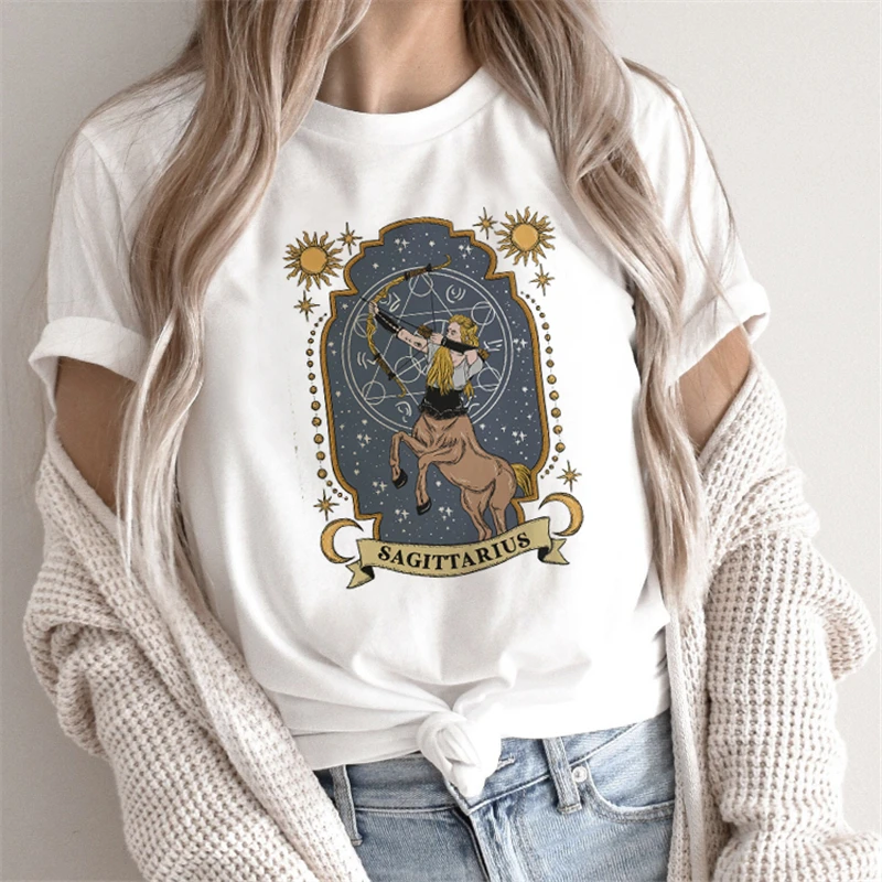 Constella Tarot Women Print T-shirts Female Cartoon Tops Tees kawaii Women Graphic T Shirt Cute T-Shirt Casual Tee Shirt Tees