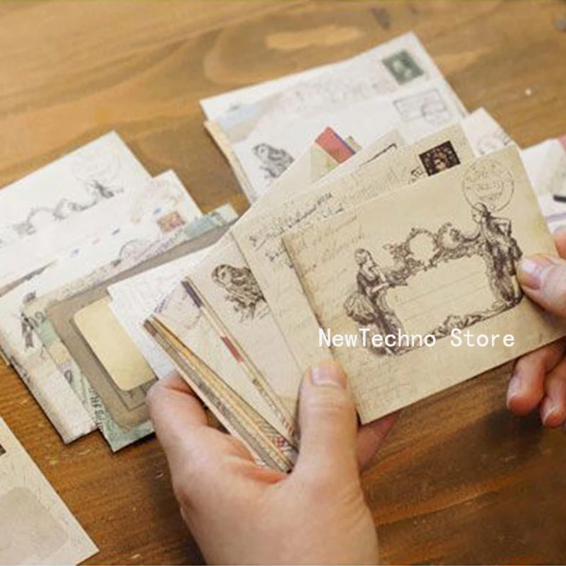 

12Pcs/Set Vintage Mini Kraft Paper Window Envelopes wedding invitation Envelope Gift Envelope Ancien 73*95mm