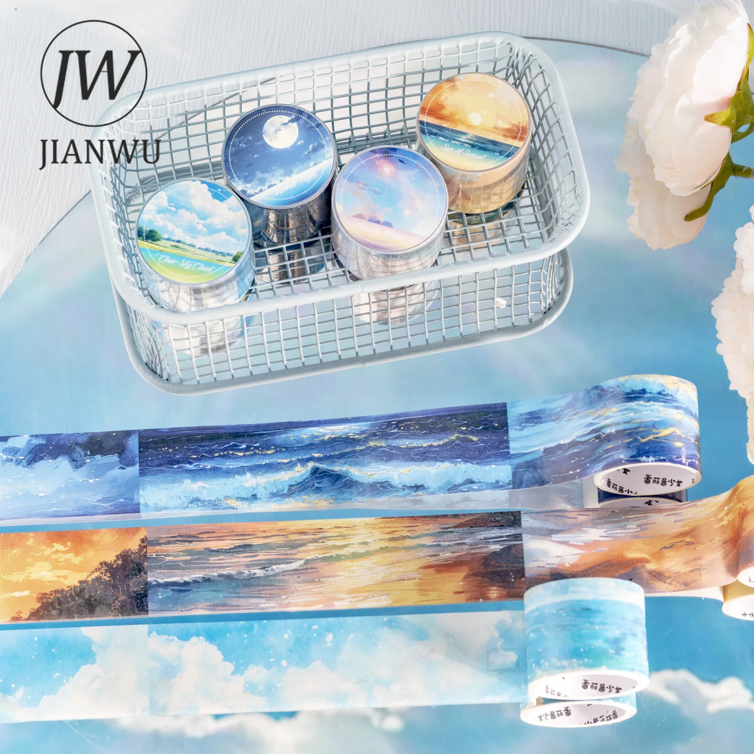 JIANWU 30mm*200cm Sky and Sea Series Landscaping Material Collage Washi Tape Creative DIY Journal Scrapbooking Stationery