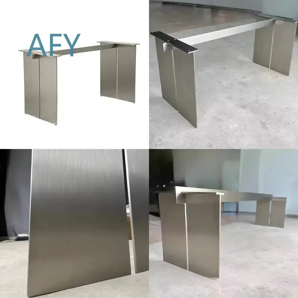 Stainless Steel Solid Steel Plate Dining Table Legs for Custom Marble Stone Large Plate Table One Word Shelf Luxury Table