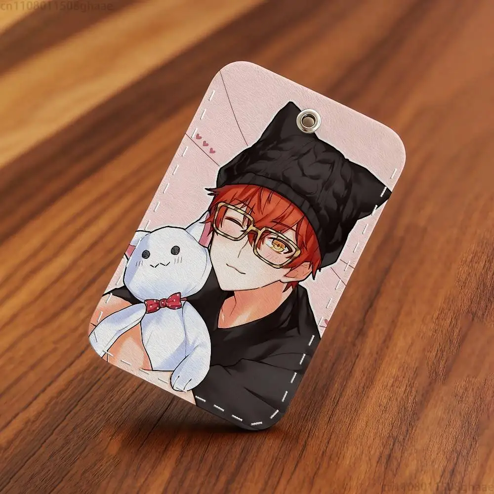 Game Mystic Messenger Rectangle Card Case Keychain Access Card Bag Key Tag Ring Leather Card Holder Key Ring Access