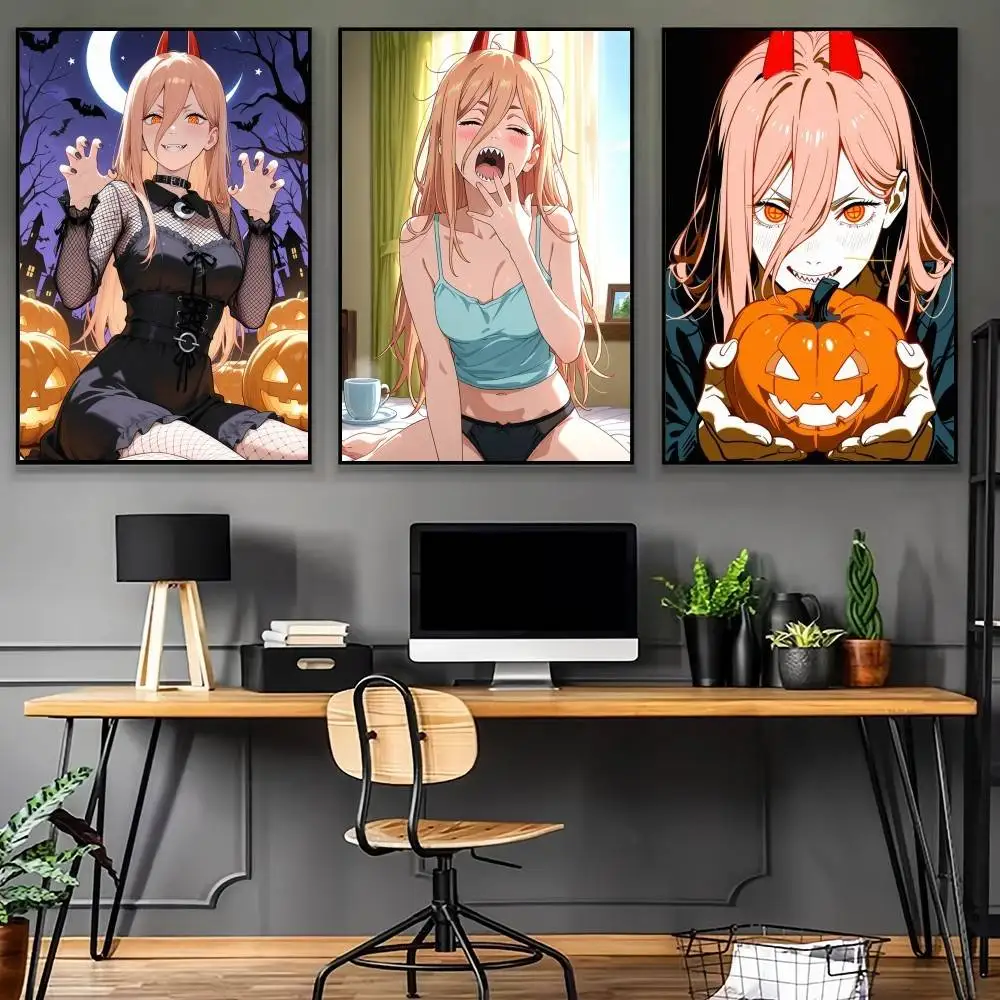 Power Anime C-ChaInSAw-W M-Man Poster High Quality Dorm Living Room Aesthetic Wall Decoration Painting Stickers