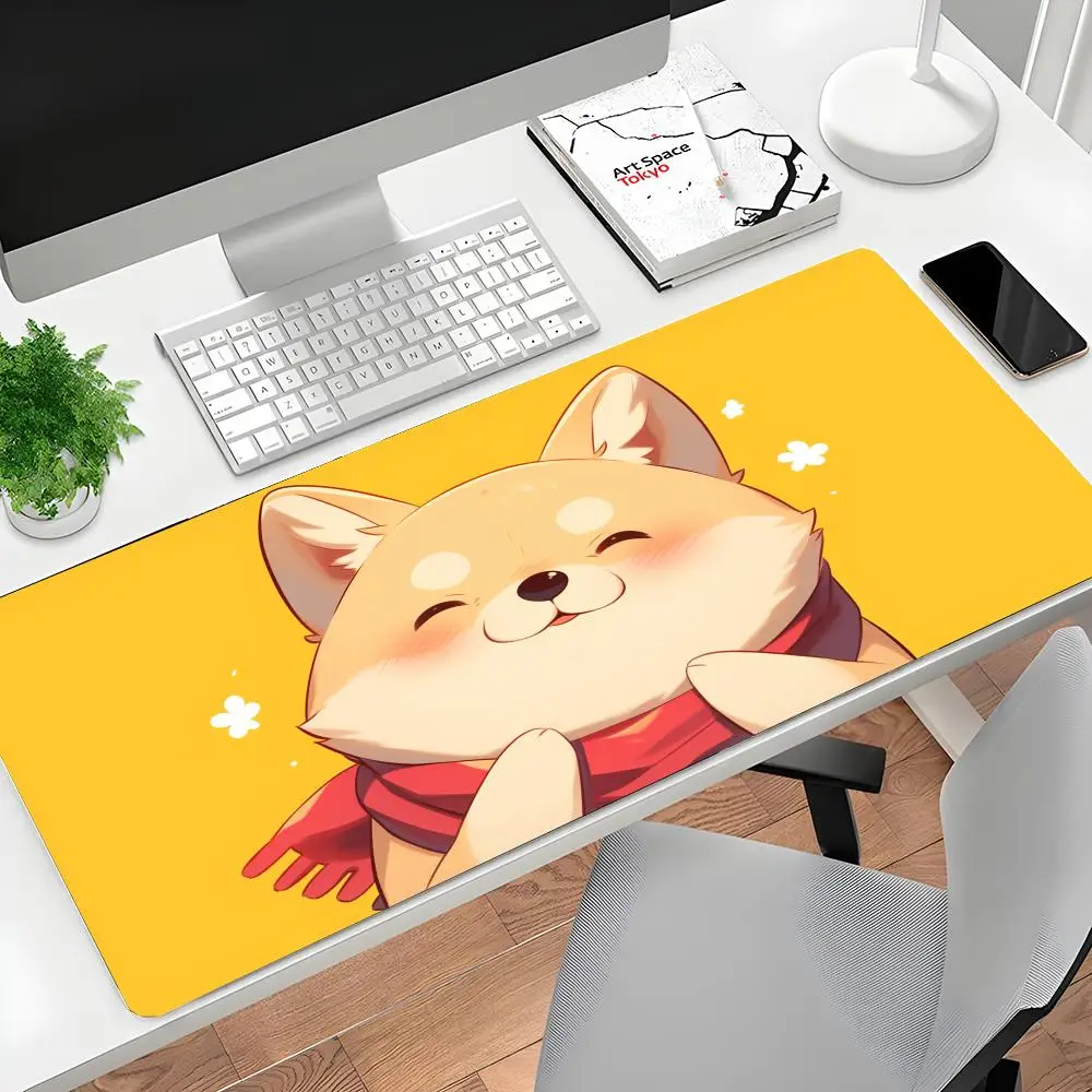 Süßes Kawaii Shiba Inu Mauspad, großes Computer-Büro-Spiel, Tischsets, Gummi, rutschfeste Gaming-Tastatur, Mauspad, lange Schreibtischunterlage