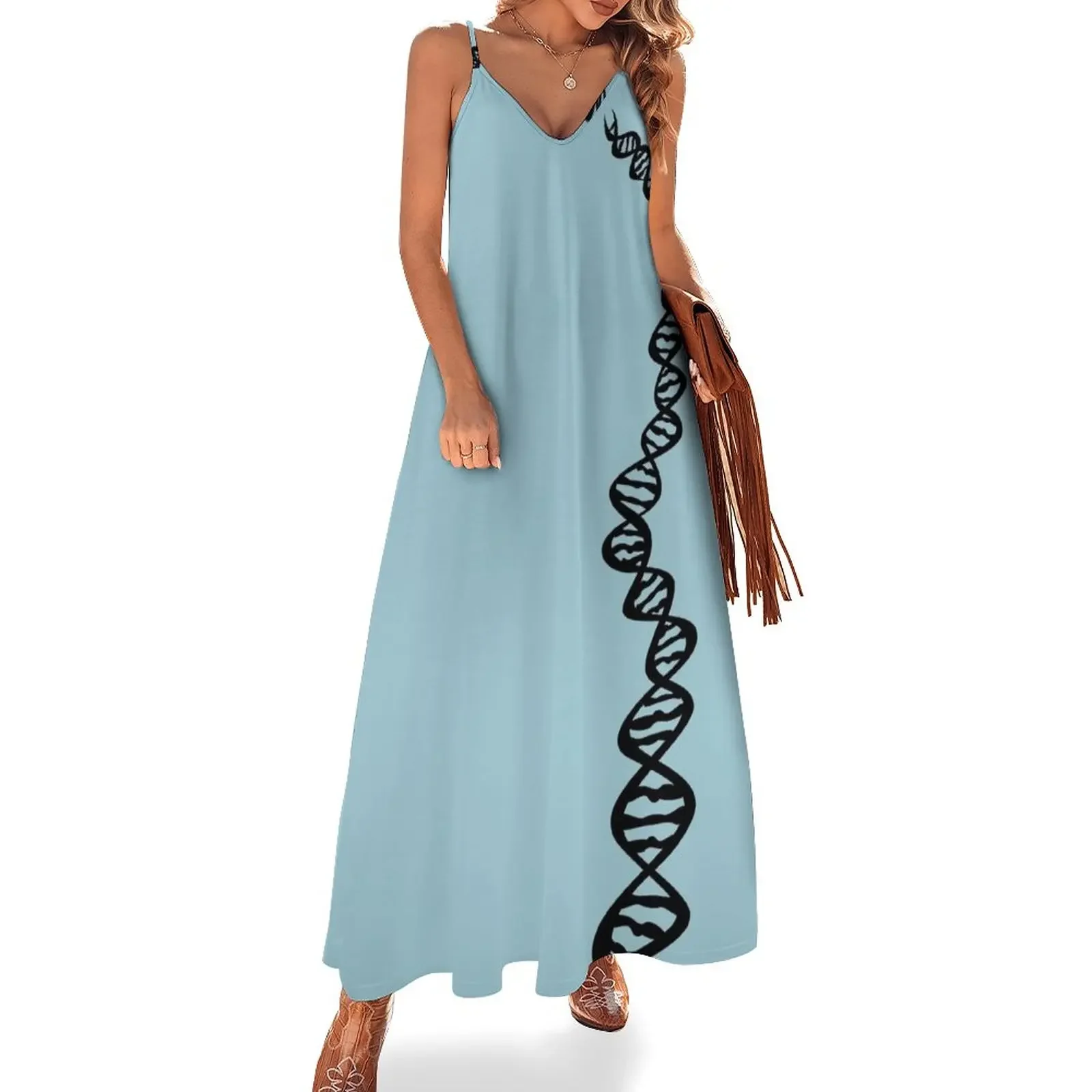 

DNA strand - black Sleeveless Dress luxury dress Female clothing summer dress korean women