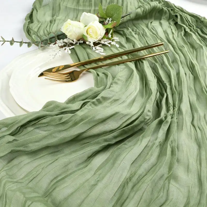 Cheesecloth Boho Sheer Table Runners 90x180/300/400cm Table Cover for Graduation Cocktail Party Home Decor