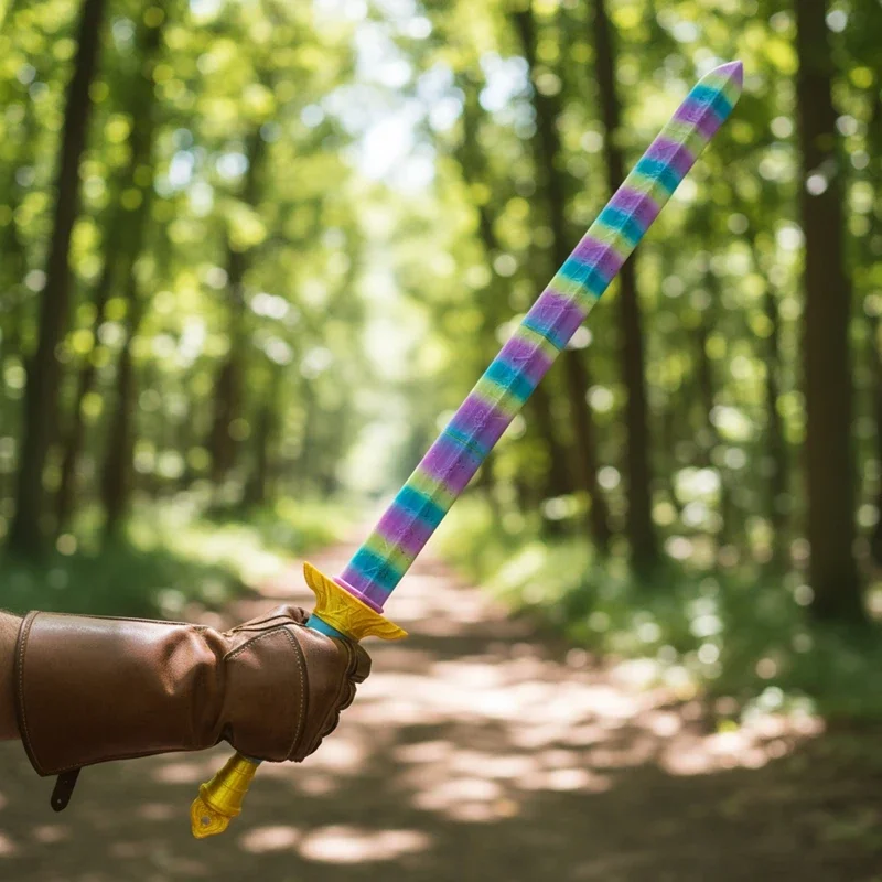 Fantasy Rainbow Cosplay Lights Sword Weapons Roleplay Props for Girl Group Idol Halloween Carnival Costume Accessories