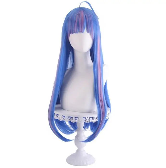 

Synthetic Long Straight Blue Pink Mixed Anime Cosplay Hair Heat Resistant Wig for Party