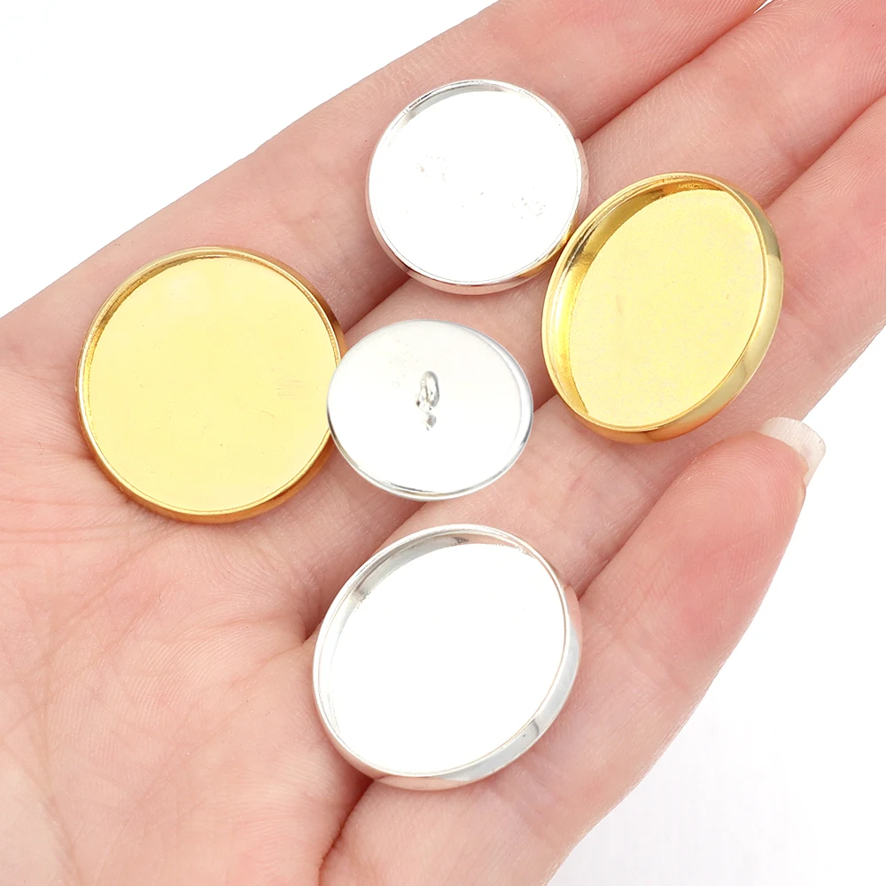 10Pcs 12/16/20mm Copper Back Buckle Cufflinks Set Bases Blank Bezel Tray Button Base Fit Glass Cabochon DIY Craft Findings