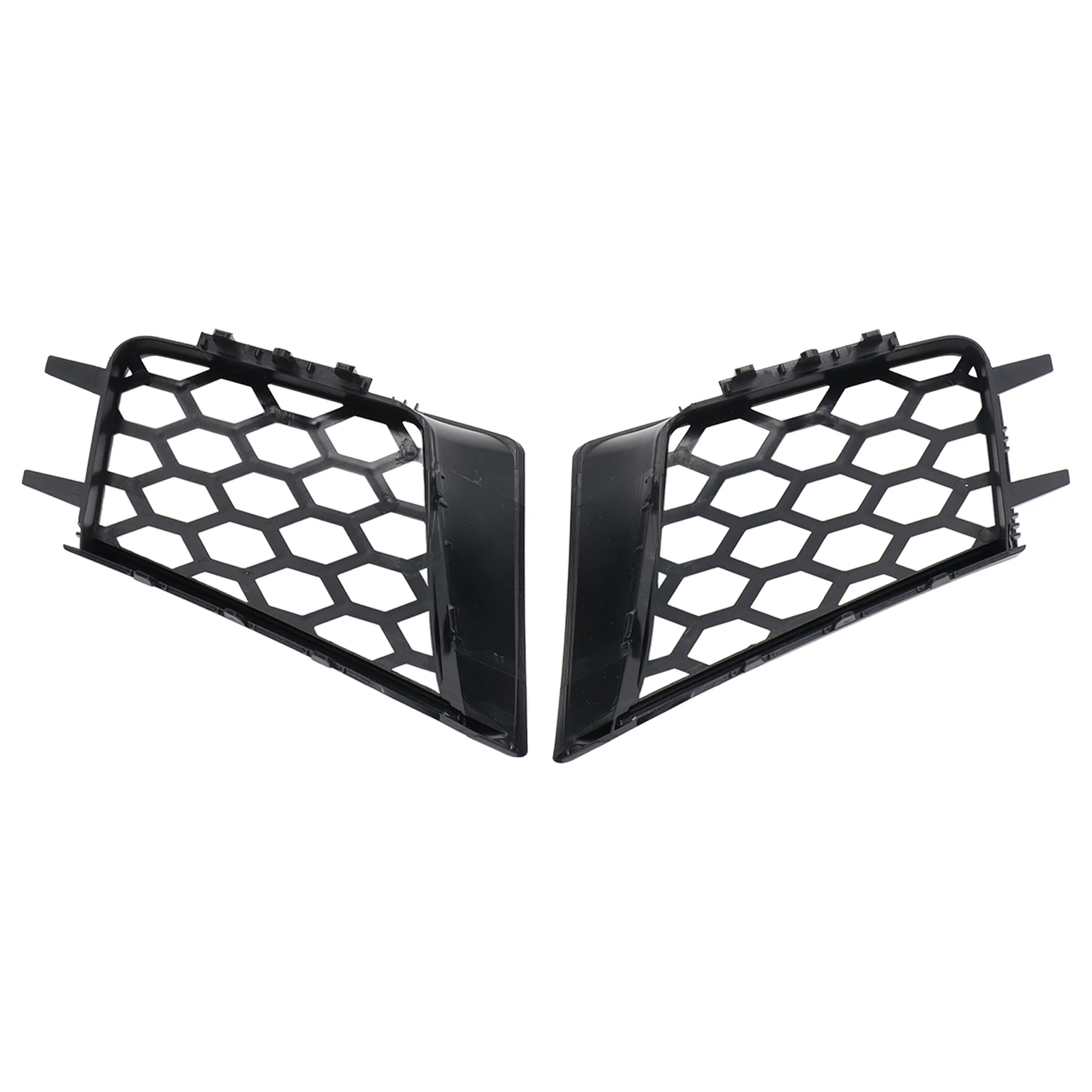 2pcs Front Bumper Upper Grill Left Right Matte Black Replacement for Seat Ibiza Cordoba 6L 2002‑2009