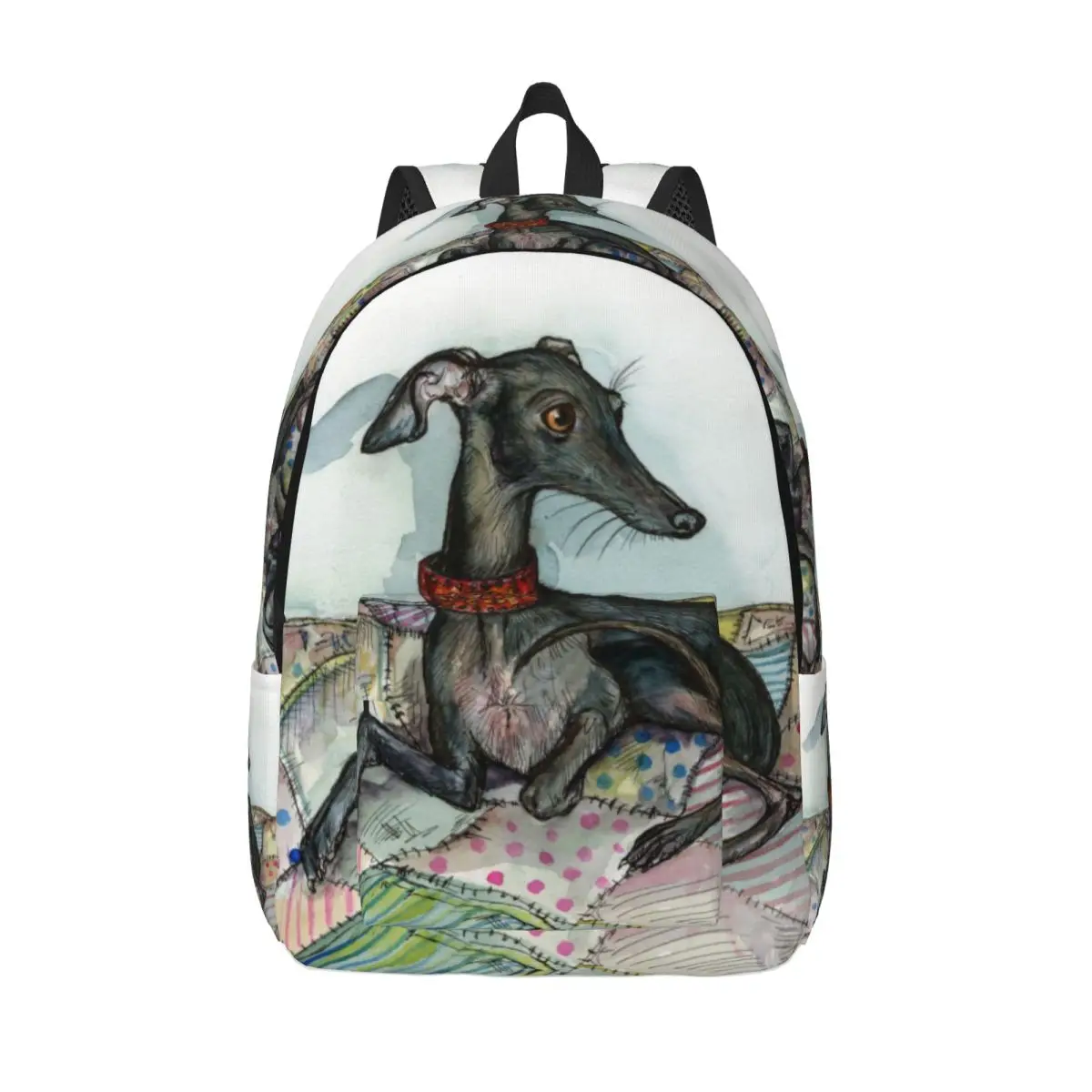 Custom Greyhound Whippet Dog Canvas Backpacks for Women Men Waterproof School College Bag Printing Bookbags