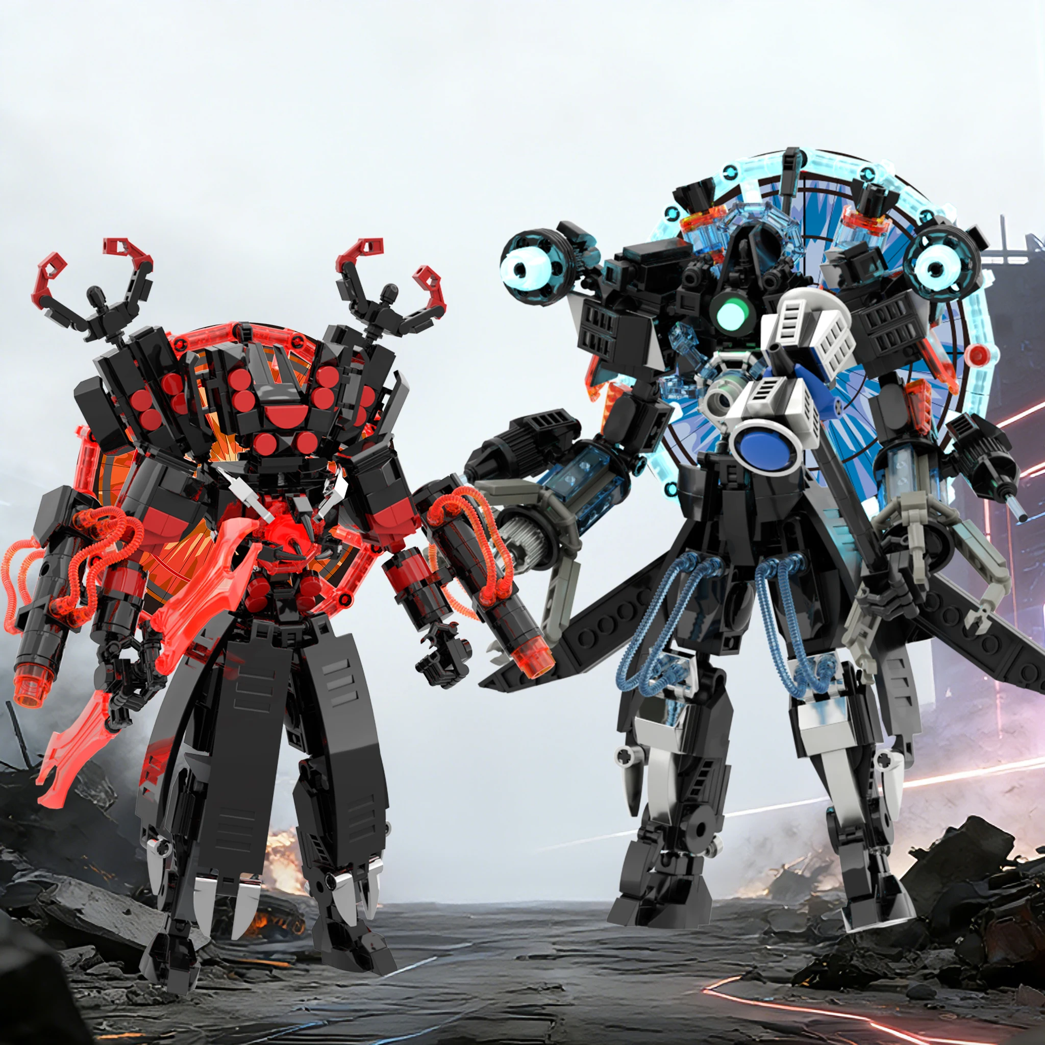 

Креативный конструктор Skibidi Toilet: Набор строительных блоков Titan-King, Speakerman, Cameraman, Tvman. Модель-игрушка DIY для подарка на день рождения.