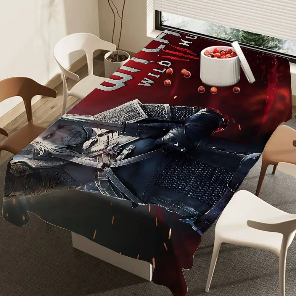 Hot T-The W-Witcher Game Table Stain Resistant Decorative Washable Polyester Tablecloths for Dining Table Parties and Wedding