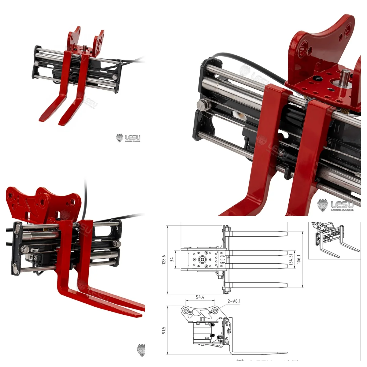 

1/14 LESU RC Hydraulic Excavator 270°Rotation Metal Fork AT-C0041-C for Aoue ET35 B0006 Remote Control Digger Model Toy Adults