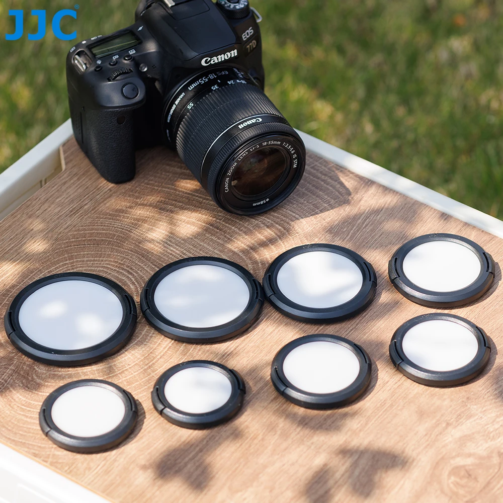 JJC White Balance Filter Cap Gray Grey Card Lens Cap Cover 49mm 52mm 55mm 58mm 62mm 67mm 72mm 77mm for Canon Nikon Sony Fujifilm